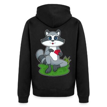 Waschbär Poker Pokerkarten - Unisex Premium Bio Zip Hoodie - Schwarz - Hinten - Nico (187cm)