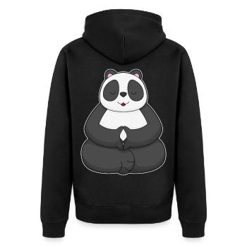 Panda Yoga Fitness Meditation - Unisex Premium Bio Zip Hoodie - Schwarz - Hinten - Nico (187cm)