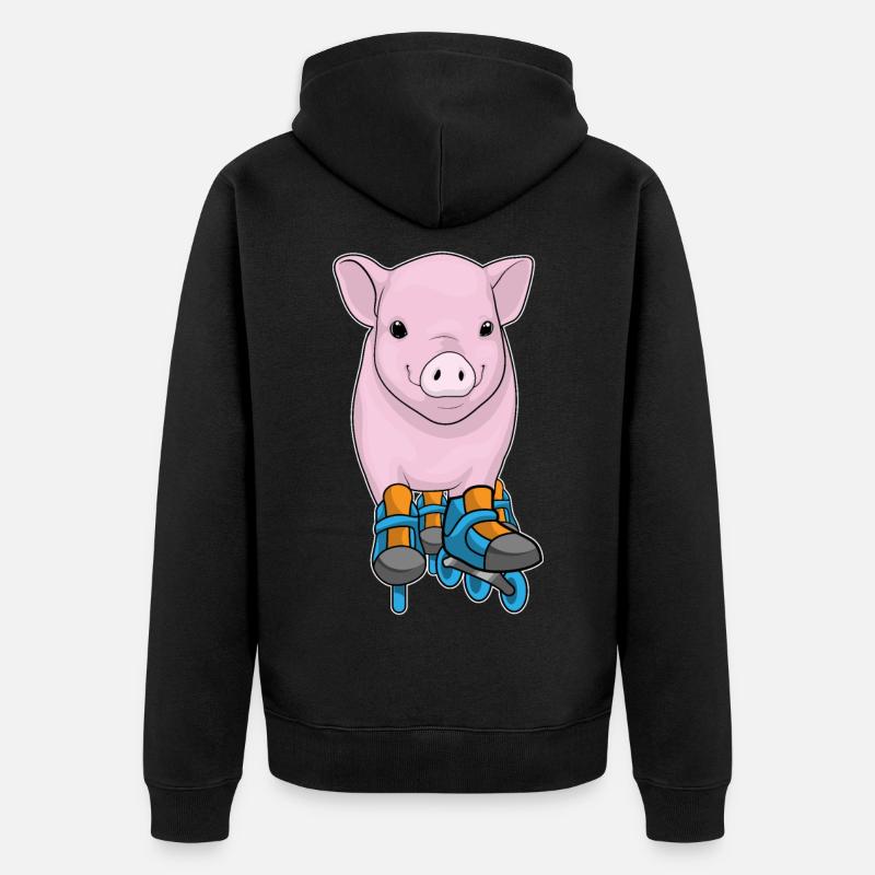 Schwein Inline skating Inline skates - Unisex Premium Bio Zip Hoodie - Schwarz