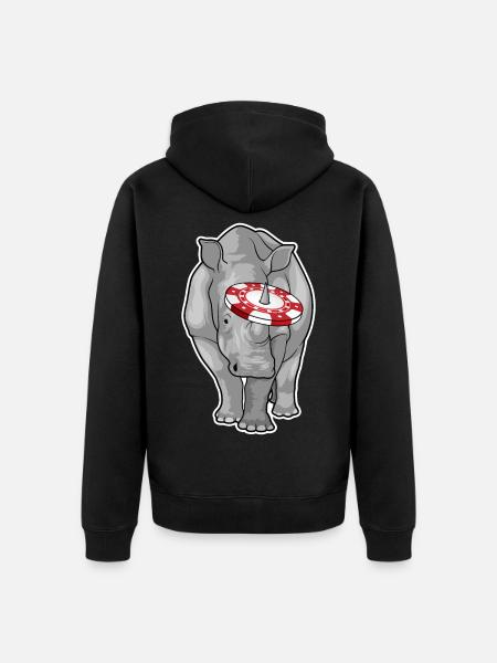 Rhino Poker Poker Chips - Unisex Premium Organic Zip Hoodie - black