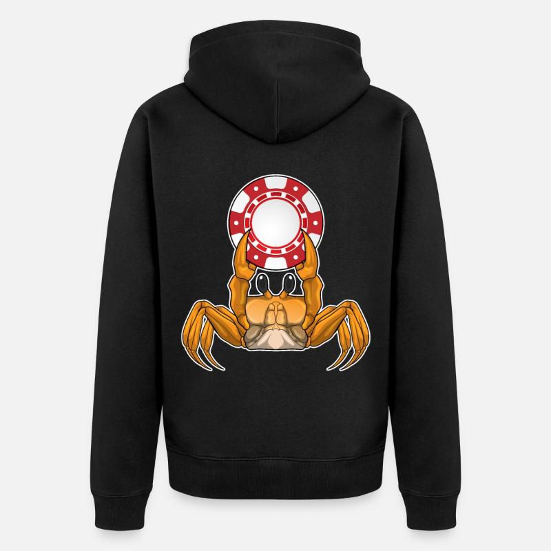 Krabbe Poker Pokerchips - Unisex Premium Bio Zip Hoodie - Schwarz