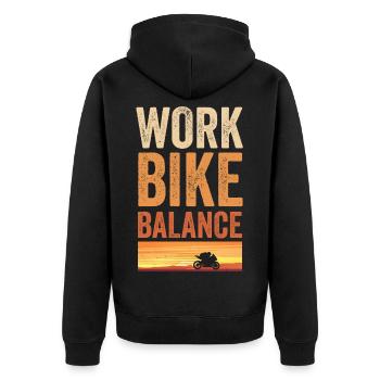 Motorrad Sport Bike für Motorradfahrer - Unisex Premium Bio Zip Hoodie - Schwarz - Hinten - Nico (187cm)