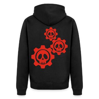 Skulls and red gears - Unisex Premium Organic Zip Hoodie - black - Back - Nico (187cm)