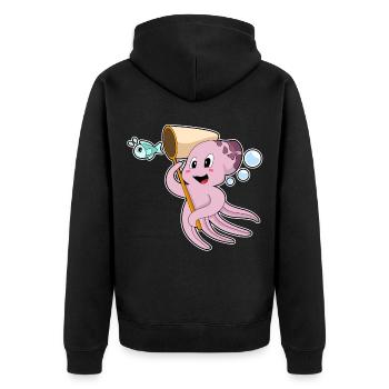 Pêche au filet de débarquement des pêcheurs pieuvres - Veste à capuche bio Premium Unisexe - noir - Dos - Nico (187cm)
