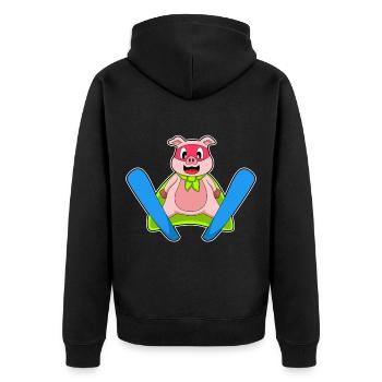 Cochon Sauteur à Ski - Veste à capuche bio Premium Unisexe - noir - Dos - Nico (187cm)