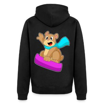 Bear Snowboarder Snowboard - Unisex Premium Organic Zip Hoodie - black - Back - Nico (187cm)