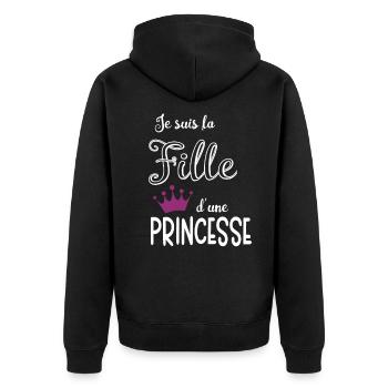 Je suis la Fille d'une Princesse - Veste à capuche bio Premium Unisexe - noir - Dos - Nico (187cm)