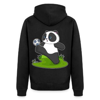 Panda Fußballspieler Fußball - Unisex Premium Bio Zip Hoodie - Schwarz - Hinten - Nico (187cm)