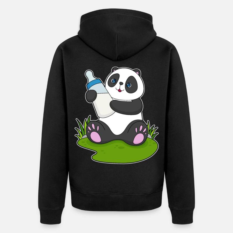 Bouteille de lait Panda - Veste à capuche bio Premium Unisexe - noir