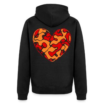orangenes Herz Herzen Geschenk Muttertag Mutter - Unisex Premium Bio Zip Hoodie - Schwarz - Hinten - Nico (187cm)