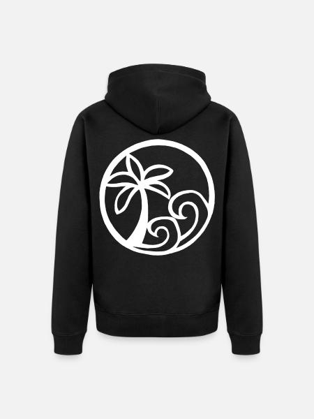 Waves and white palm tree - Unisex Premium Organic Zip Hoodie - black
