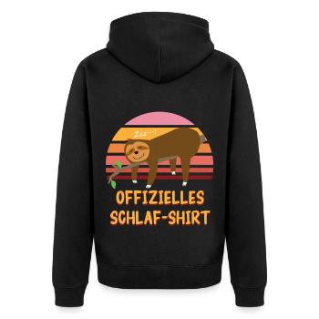 Offizielles Schlafshirt – Faultier Pyjama T-Shirt - Unisex Premium Bio Zip Hoodie - Schwarz - Hinten - Nico (187cm)