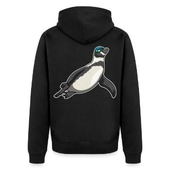 Pinguin Schwimmen Schwimmbrille Sommer - Unisex Premium Bio Zip Hoodie - Schwarz - Hinten - Nico (187cm)