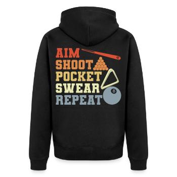 Billardspieler - Unisex Premium Bio Zip Hoodie - Schwarz - Hinten - Nico (187cm)