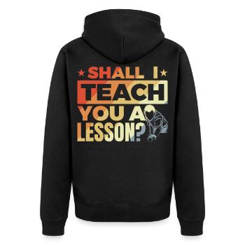 Billardspieler Witz - Unisex Premium Bio Zip Hoodie - Schwarz - Hinten - Nico (187cm)