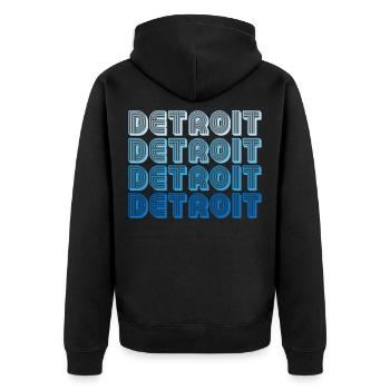 Detroit Gradient Word Sequence - Unisex Premium Organic Zip Hoodie - black - Back - Nico (187cm)