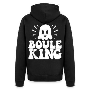 Boule King Queen Outfit for Boules Players - Unisex Premium Organic Zip Hoodie - black - Back - Nico (187cm)