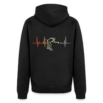 Billard Herzschlag - Unisex Premium Bio Zip Hoodie - Schwarz - Hinten - Nico (187cm)