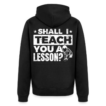 Billard Lektion - Unisex Premium Bio Zip Hoodie - Schwarz - Hinten - Nico (187cm)