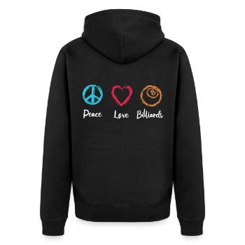 Peace Love Billiards - Unisex Premium Organic Zip Hoodie - black - Back - Nico (187cm)