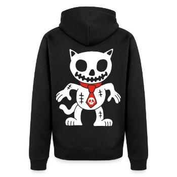 Chat blanc poupée vaudou - Veste à capuche bio Premium Unisexe - noir - Dos - Nico (187cm)
