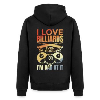 Lustiger Billard Witz - Unisex Premium Bio Zip Hoodie - Schwarz - Hinten - Nico (187cm)