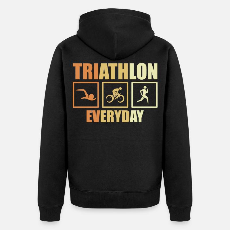 Fahrrad Triathlon Routine - Unisex Premium Bio Zip Hoodie - Schwarz