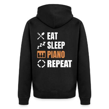 Klavierspieler Routine - Unisex Premium Bio Zip Hoodie - Schwarz - Hinten - Nico (187cm)