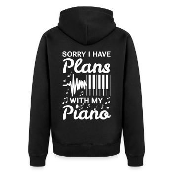 Lustiges Klavierspieler Zitat - Unisex Premium Bio Zip Hoodie - Schwarz - Hinten - Nico (187cm)