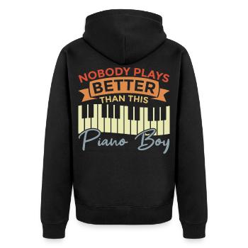Klavierspieler Junge - Unisex Premium Bio Zip Hoodie - Schwarz - Hinten - Nico (187cm)