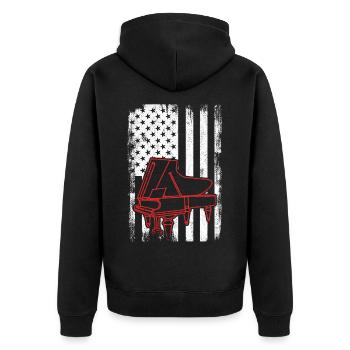 4. Juli Klavierspieler - Unisex Premium Bio Zip Hoodie - Schwarz - Hinten - Nico (187cm)