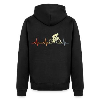 Fahrradfahrer Herzschlag - Unisex Premium Bio Zip Hoodie - Schwarz - Hinten - Nico (187cm)