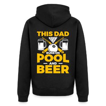 Billard Papa - Unisex Premium Bio Zip Hoodie - Schwarz - Hinten - Nico (187cm)