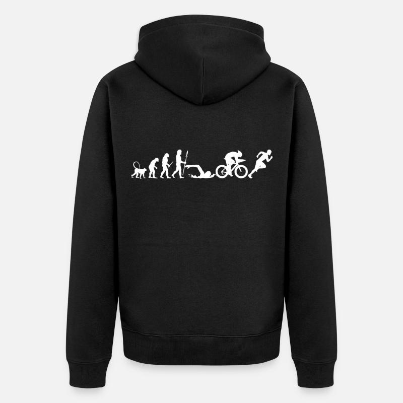 Entwicklung des Triathlons - Unisex Premium Bio Zip Hoodie - Schwarz