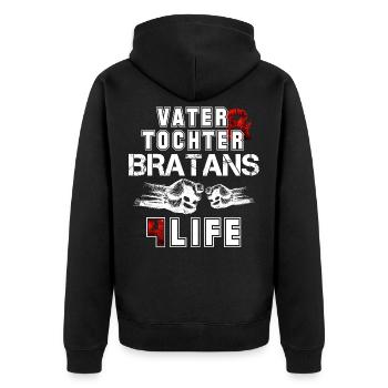 Vater und Tochter Bratans fürs Leben Geschenk - Unisex Premium Bio Zip Hoodie - Schwarz - Hinten - Nico (187cm)