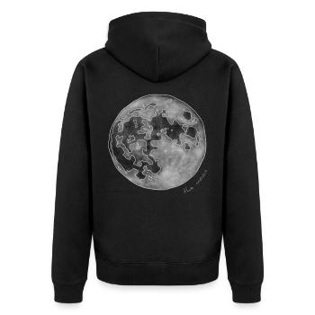 MOON - Unisex Premium Organic Zip Hoodie - black - Back - Nico (187cm)