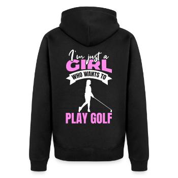 Golfer Girls - Unisex Premium Organic Zip Hoodie - black - Back - Nico (187cm)