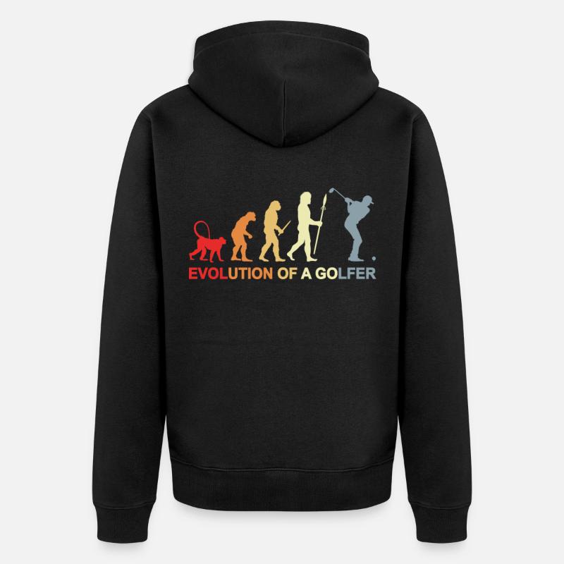 Golfer Evolution - Unisex Premium Bio Zip Hoodie - Schwarz