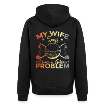 Drôle de citation de golf - Veste à capuche bio Premium Unisexe - noir - Dos - Nico (187cm)