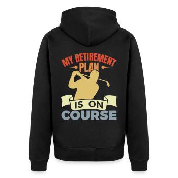 Retired golfer - Unisex Premium Organic Zip Hoodie - black - Back - Nico (187cm)