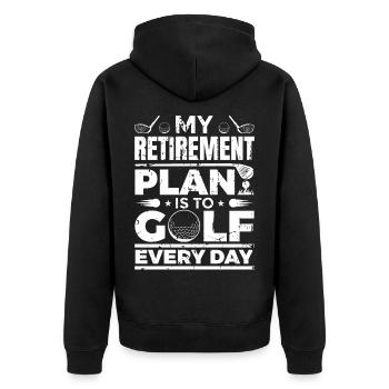 Retirement for golfers - Unisex Premium Organic Zip Hoodie - black - Back - Nico (187cm)