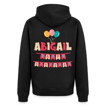 t-shirt Abigail joyeux anniversaire joyeux anniversaire - Veste à capuche bio Premium Unisexe - noir - Dos - Nico (187cm)
