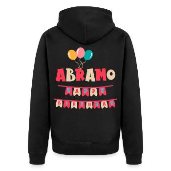 Abraham T-Shirt Happy Birthday T-Shirt - Unisex Premium Bio Zip Hoodie - Schwarz - Hinten - Nico (187cm)