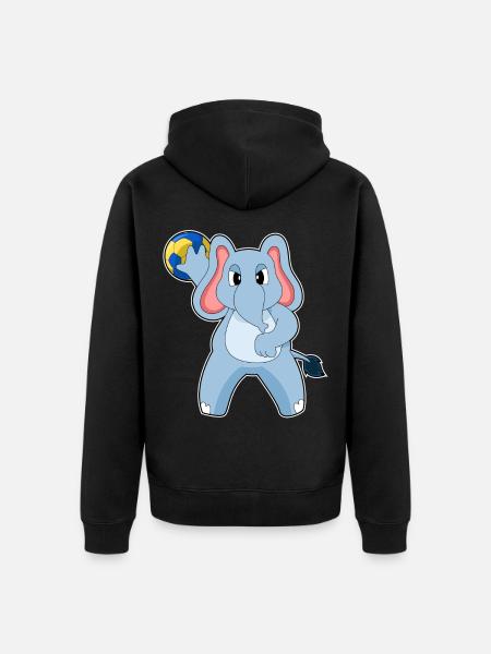 Elephant Handball Player Handball - Unisex Premium Organic Zip Hoodie - black