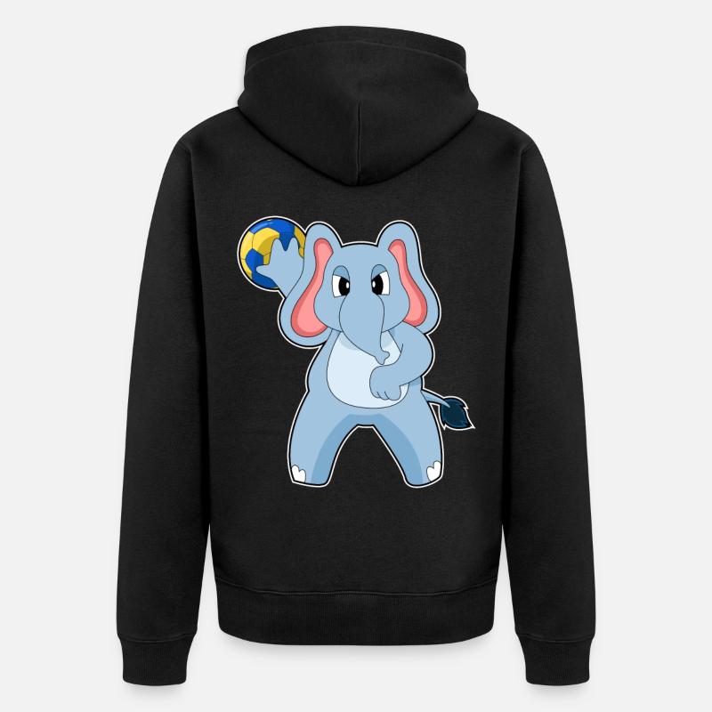 Eléphant Handballeur Handball - Veste à capuche bio Premium Unisexe - noir