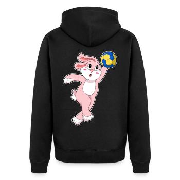 Rabbit Handball Player Handball - Unisex Premium Organic Zip Hoodie - black - Back - Nico (187cm)