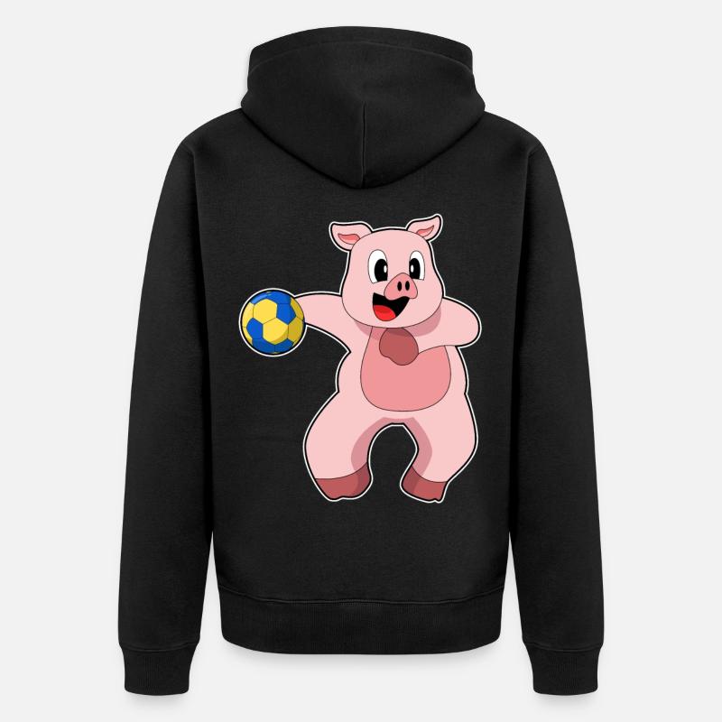 Cochon Handballeur Handball - Veste à capuche bio Premium Unisexe - noir