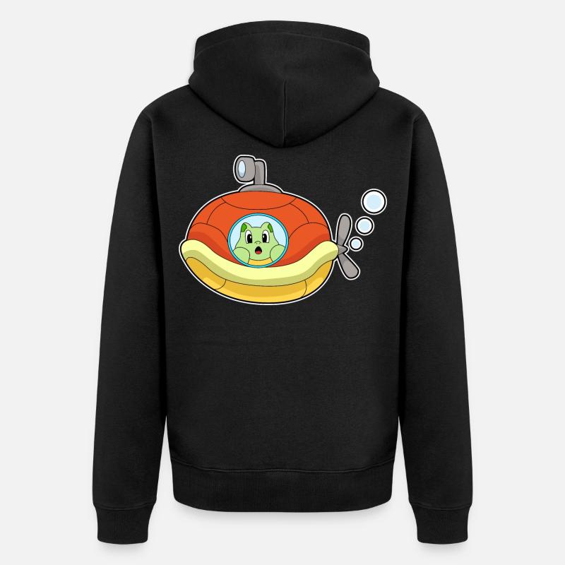 Schildkröte U-Boot - Unisex Premium Bio Zip Hoodie - Schwarz