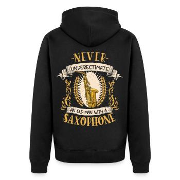 Saxophon Musiker Instrument Saxophonist Geschenk - Unisex Premium Bio Zip Hoodie - Schwarz - Hinten - Nico (187cm)