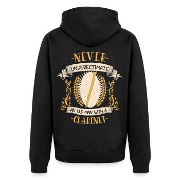 Klarinette Musiker Instrument Blasmusik Geschenk - Unisex Premium Bio Zip Hoodie - Schwarz - Hinten - Nico (187cm)